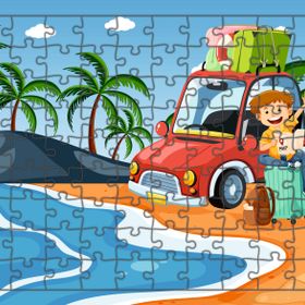 Güven Serigrafi Arkadaşlar Tatilde 108 Parça Ahşap Çocuk Puzzle Yapboz