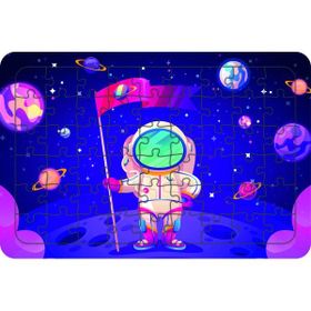 Güven Serigrafi Astronot 54 Parça 19,5 x 29,5 cm Ahşap Çocuk Puzzle Yapboz