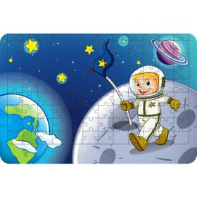 Güven Serigrafi Astronot Çocuk 108 Parça Ahşap Çocuk Puzzle Yapboz