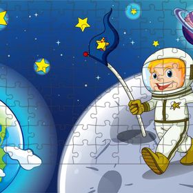 Güven Serigrafi Astronot Çocuk 108 Parça Ahşap Çocuk Puzzle Yapboz