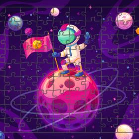 Güven Serigrafi Astronot Satürnde 108 Parça Ahşap Çocuk Puzzle Yapboz