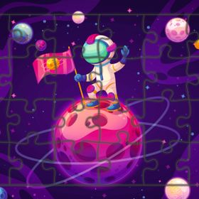 Güven Serigrafi Astronot Satürnde 24 Parça Ahşap Çocuk Puzzle Yapboz