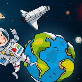 Güven Serigrafi Astronot ve Dünya Çubuk Ahşap Çocuk Puzzle Yapboz