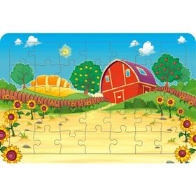 Güven Serigrafi Ay Çiçeği Tarlası 35 Parça Ahşap Çocuk Puzzle Yapboz