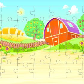 Güven Serigrafi Ay Çiçeği Tarlası 35 Parça Ahşap Çocuk Puzzle Yapboz