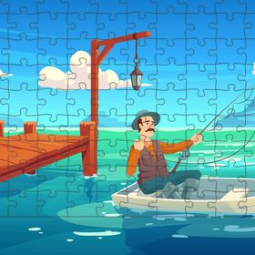 Güven Serigrafi Balıkçı Amca 108 Parça Ahşap Çocuk Puzzle Yapboz