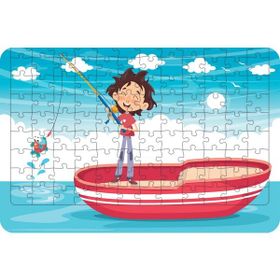 Güven Serigrafi Balıkçı Çocuk 108 Parça Ahşap Çocuk Puzzle Yapboz