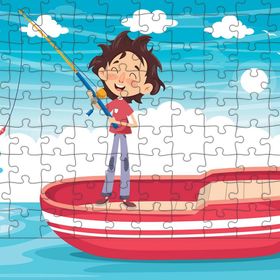 Güven Serigrafi Balıkçı Çocuk 108 Parça Ahşap Çocuk Puzzle Yapboz