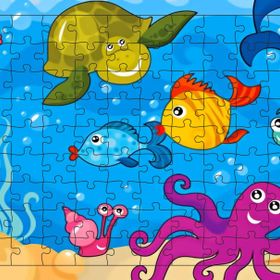 Güven Serigrafi Balıklar Model2 108 Parça Ahşap Çocuk Puzzle Yapboz