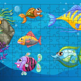 Güven Serigrafi Balıklar Model8 108 Parça Ahşap Çocuk Puzzle Yapboz