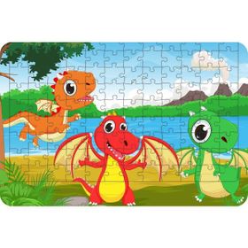 Güven Serigrafi Bebek Dinozorlar 108 Parça Ahşap Çocuk Puzzle Yapboz
