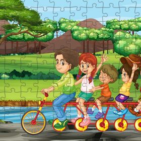 Güven Serigrafi Bisiklet Turu 108 Parça Ahşap Çocuk Puzzle Yapboz