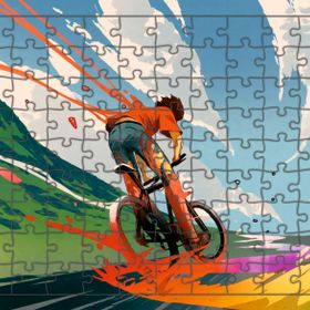 Güven Serigrafi Bisikletli Çocuk 108 Parça Ahşap Çocuk Puzzle Yapboz