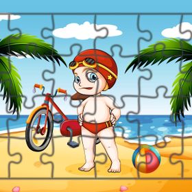 Güven Serigrafi Bisikletli Çocuk Model 2 24 Parça Ahşap Çocuk Puzzle Yapboz
