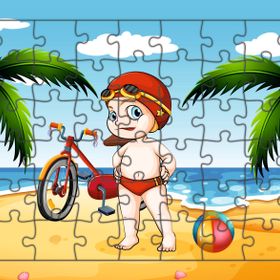 Güven Serigrafi Bisikletli Çocuk Model 2 54 Parça 19,5 x 29,5 cm Ahşap Çocuk Puzzle Yapboz