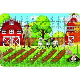 Güven Serigrafi Çiftlik Hayatı 108 Parça Ahşap Çocuk Puzzle Yapboz