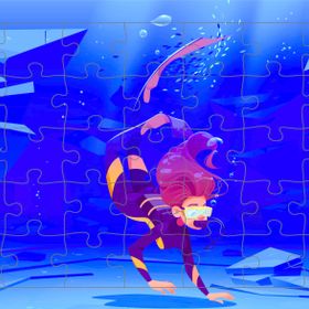 Güven Serigrafi Dalgıç Kız 35 Parça Ahşap Çocuk Puzzle Yapboz