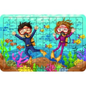 Güven Serigrafi Dalgıçlar 108 Parça Ahşap Çocuk Puzzle Yapboz