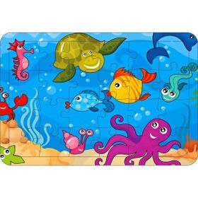 Güven Serigrafi Deniz Canlıları 2 24 Parça Ahşap Çerçeveli Puzzle Yapboz