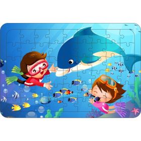 Güven Serigrafi Deniz Canlıları 3 54 Parça 19,5 x 29,5 cm Ahşap Çerçeveli Puzzle Yapboz