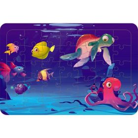 Güven Serigrafi Deniz Canlıları 35 Parça Model 15 Ahşap Çocuk Puzzle Yapboz