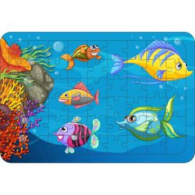 Güven Serigrafi Deniz Canlıları 54 Parça 19,5 x 29,5 cm Ahşap Çerçeveli Puzzle Yapboz