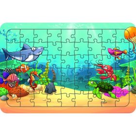 Güven Serigrafi Deniz Canlıları Model 14 54 Parça 19,5 x 29,5 cm Ahşap Çocuk Puzzle Yapboz