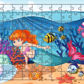 Güven Serigrafi Deniz Kızı 108 Parça Model 2 Ahşap Çocuk Puzzle Yapboz