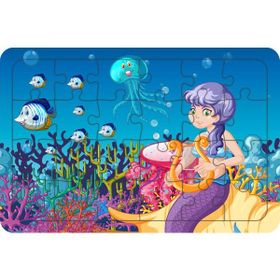 Güven Serigrafi Deniz Kızı 24 Parça Model 2 Ahşap Çocuk Puzzle Yapboz