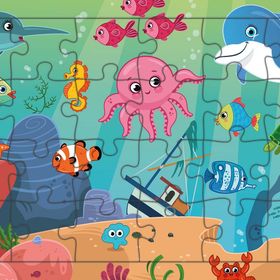 Güven Serigrafi Denizdeki Dostlar 24 Parça Ahşap Çocuk Puzzle Yapboz
