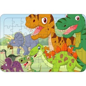 Güven Serigrafi Dinozor 2 54 Parça 19,5 x 29,5 cm Ahşap Çerçeveli Puzzle Yapboz