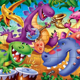 Güven Serigrafi Dinozor 24 Parça Ahşap Çerçeveli Puzzle Yapboz