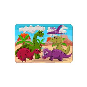 Güven Serigrafi Dinozor 24 Parça Ahşap Çerçeveli Puzzle Yapboz