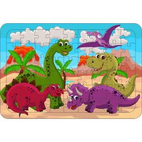 Güven Serigrafi Dinozor 3 54 Parça 19,5 x 29,5 cm Ahşap Çerçeveli Puzzle Yapboz