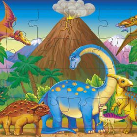 Güven Serigrafi Dinozor 4 24 Parça Ahşap Çerçeveli Puzzle Yapboz