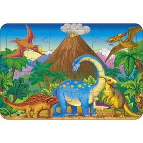Güven Serigrafi Dinozor 4 24 Parça Ahşap Çerçeveli Puzzle Yapboz