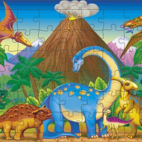 Güven Serigrafi Dinozor 4 54 Parça 19,5 x 29,5 cm Ahşap Çerçeveli Puzzle Yapboz