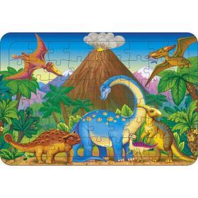 Güven Serigrafi Dinozor 4 54 Parça 19,5 x 29,5 cm Ahşap Çerçeveli Puzzle Yapboz