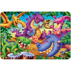 Güven Serigrafi Dinozor 54 Parça 19,5 x 29,5 cm Ahşap Çerçeveli Puzzle Yapboz