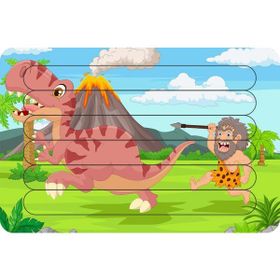 Güven Serigrafi Dinozor Avcısı Çubuk Ahşap Çocuk Puzzle Yapboz
