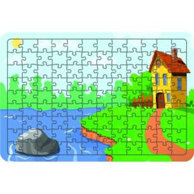 Güven Serigrafi Doğadaki Ev 108 Parça Ahşap Çocuk Puzzle Yapboz