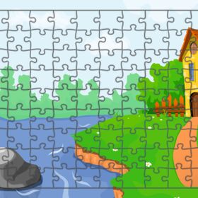 Güven Serigrafi Doğadaki Ev 108 Parça Ahşap Çocuk Puzzle Yapboz