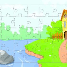 Güven Serigrafi Doğadaki Ev 35 Parça Ahşap Çocuk Puzzle Yapboz
