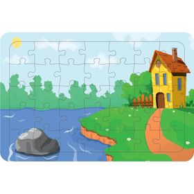 Güven Serigrafi Doğadaki Ev 35 Parça Ahşap Çocuk Puzzle Yapboz