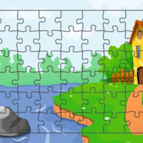 Güven Serigrafi Doğadaki Ev 54 Parça Ahşap Çocuk Puzzle Yapboz