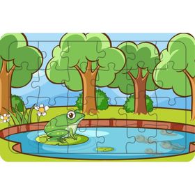 Güven Serigrafi Doğadaki Kurbağa 24 Parça Ahşap Çocuk Puzzle Yapboz