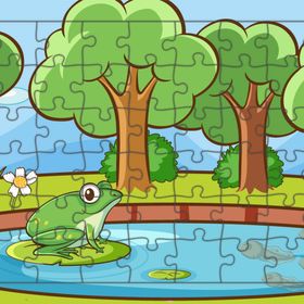 Güven Serigrafi Doğadaki Kurbağa 54 Parça Ahşap Çocuk Puzzle Yapboz