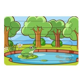 Güven Serigrafi Doğadaki Kurbağa Çubuk Ahşap Çocuk Puzzle Yapboz