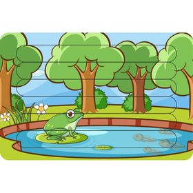 Güven Serigrafi Doğadaki Kurbağa Çubuk Ahşap Çocuk Puzzle Yapboz