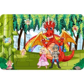 Güven Serigrafi Ejderha ve Savaşcı 24 Parça Model 2 Ahşap Çocuk Puzzle Yapboz
